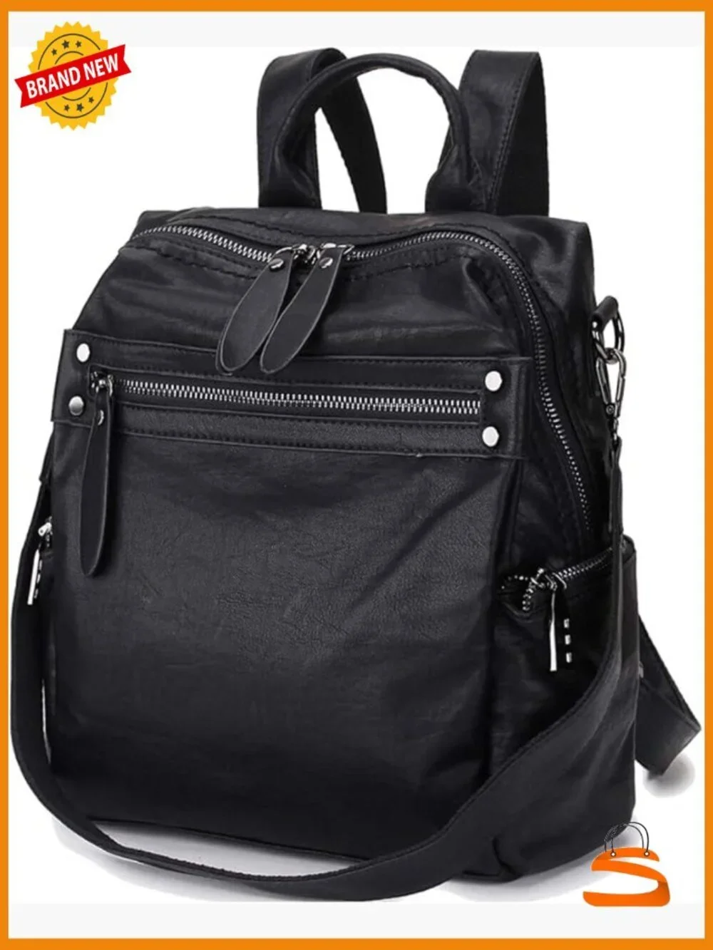 Mini Faux Leather Convertible Backpack Purse for Women, 2 Ways to Carry -
